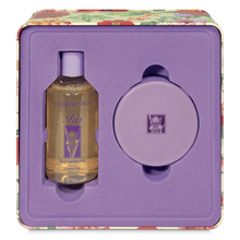 Carica l'immagine nel visualizzatore di Gallery, Elegante scatola in latta dell'Erbolario con Bagnogel e Crema per il Corpo linea Iris