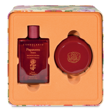 Carica l'immagine nel visualizzatore di Gallery, Elegante scatola in latta de l'Erbolario con Profumo Papavero e Crema per il Corpo