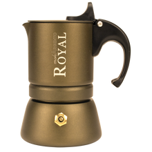 Carica l'immagine nel visualizzatore di Gallery, Royal MokArgento moka in metalceramica agli ioni di argento certificata zero cessioni nikel. Questa moka è antibatterica e anti muffa, resiste alla corrosione, e garantisce nessuna cessione da parte di alluminio ed è nikel free
