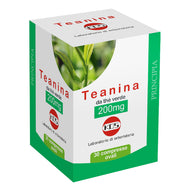 Integratore alimentare a base di Teanina amminoacido da foglie di Camelia sinensis (Te verde) in compresse ovali marca Kos. Utile contro lo stress, il cattivo umore e l'ansia