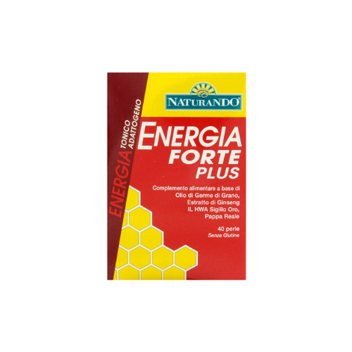 Energia forte Plus Naturando a base di Germe di grano, Pappa reale e Ginseng IL HWA. Il ginseng ha effetti tonici e aiuta in caso di stanchezza fisica e mentale. 
Utile per lo sportivo che necessita di maggiore energia. Il Ginseng riduce la fatica, rafforza le condizioni fisiche generali, migliora il grado di attenzione e concentrazione, favorisce tra l’altro le funzioni depurative volte all’eliminazione delle tossine