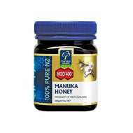 Miele di manuka della Nuova Zelanda MGO 400 + alta concentrazione. Questo miele in vasetto scuro da 250 grammi ha azione disinfettante e antibiotica