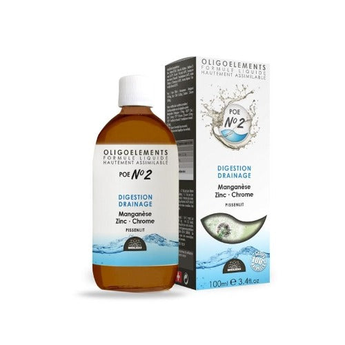 Oligoelementi POE 2 drenaggio e digestione, zinco, manganese, cromo, Tarassaco - Bioligo