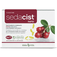 SEDACIST RAPID bustine è un integratore alimentare per prevenire e combattere la cistite; a base di estratti vegetali titolati e standardizzati di mirtillo rosso e D-mannosio, in sinergia con fermenti lattici vivi e attivi, associati a prebiotici. Il prodotto agisce in modo specializzato, sfruttando in modo differenziato la sinergia degli ingredienti attivi